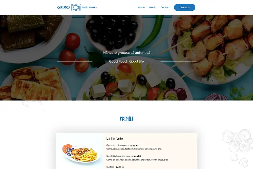 Captură website CHRISTOS GREEK TAVERNA