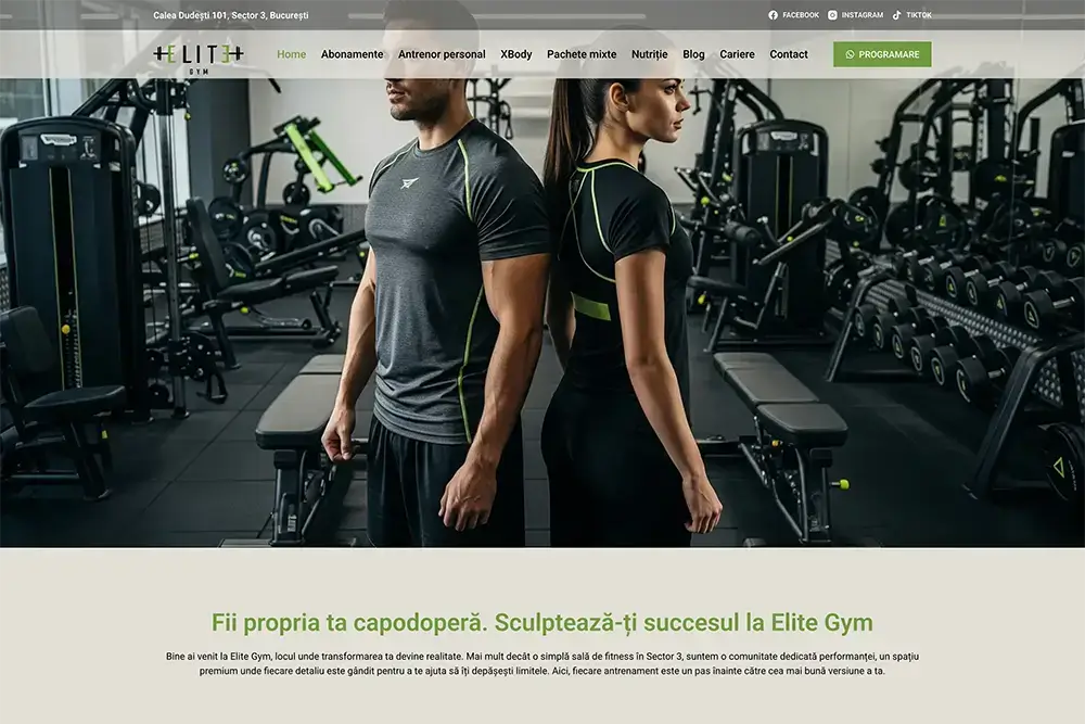 Captură website Elite Gym
