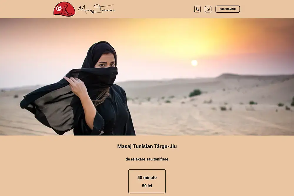 Captură website Masaj Tunisian