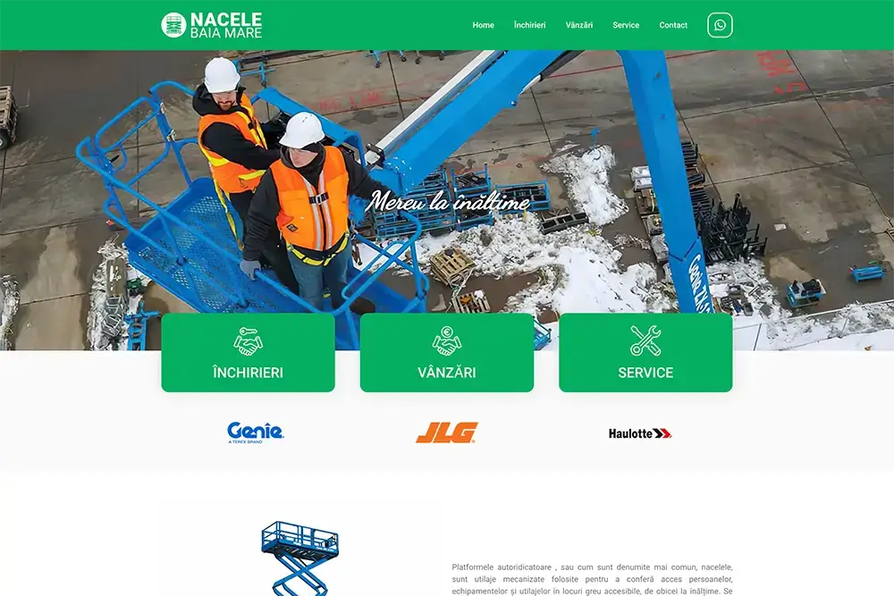 Captură website NACELE BAIA MARE