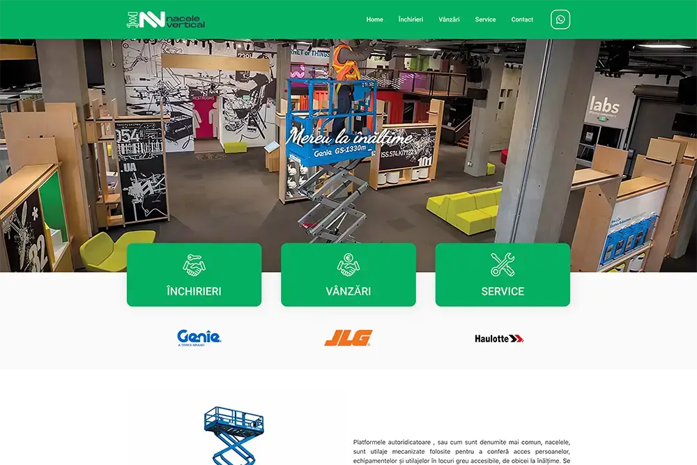 Captură website NACELE VERTICAL