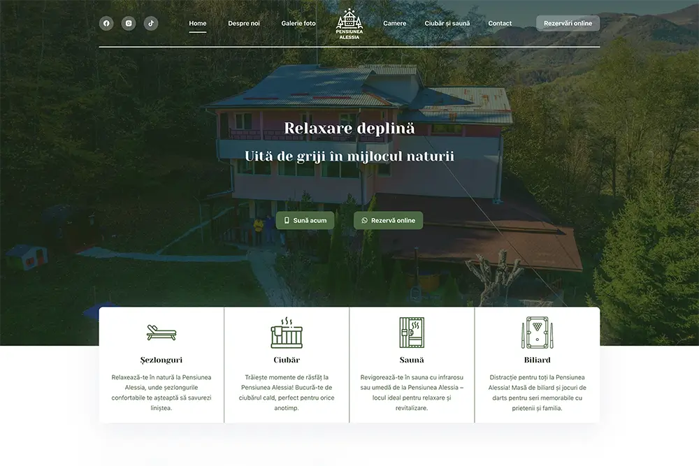 Captură website Pensiunea Alessia