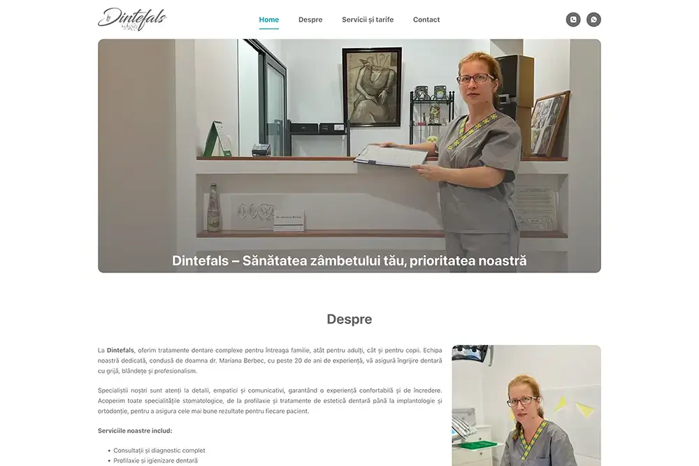 Captură website Dintefals