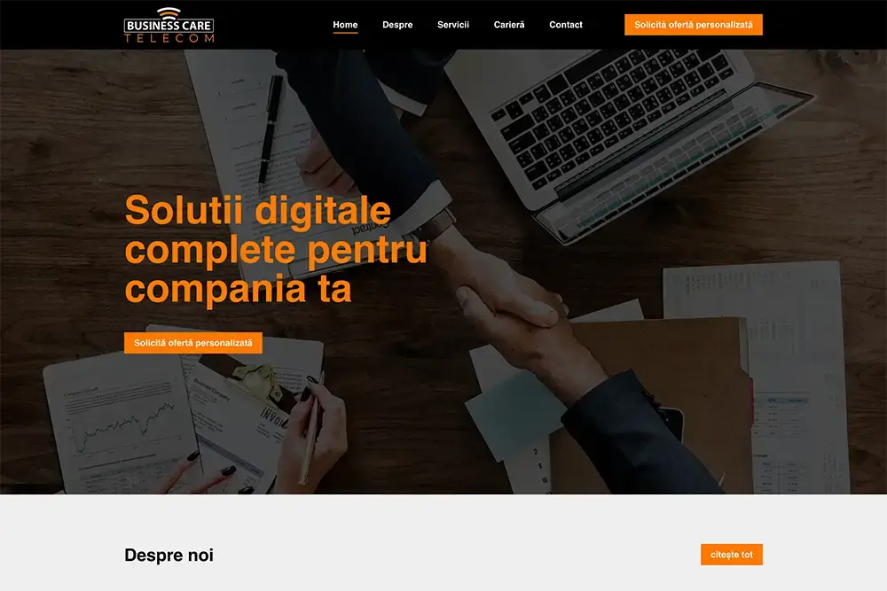 Captură website BUSINESS CARE TELECOM