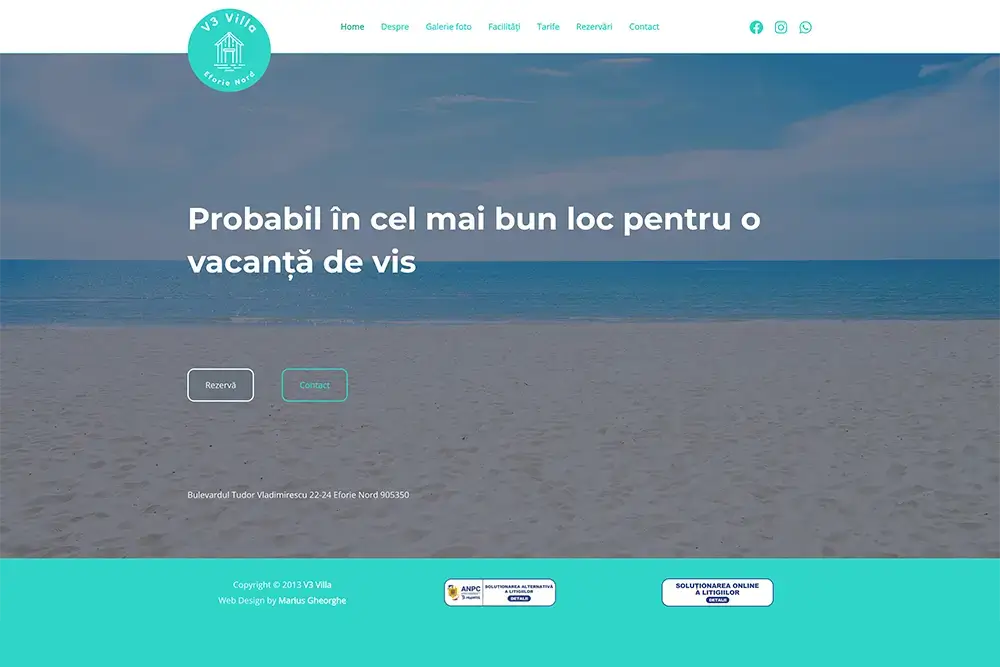 Captură website V3 Villa