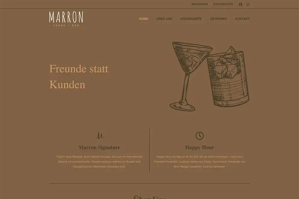 Captură website Marron - Tapas Bar