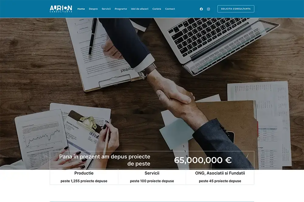 Captură website AURION CONSULTANTA